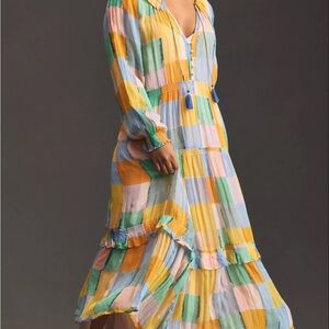 Anthropologie Multicolor Patchwork Maxi Dress